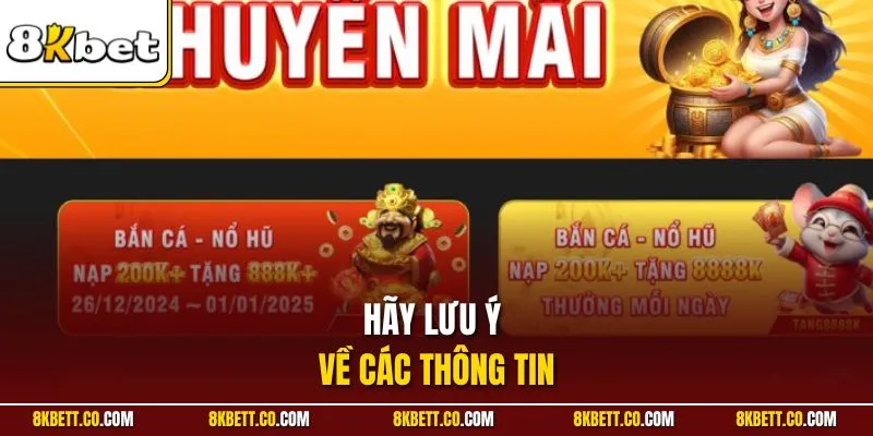 Hãy lưu ý về các thông tin